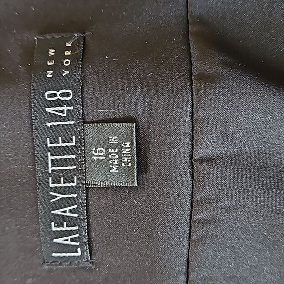 Sz 16, NWOT. Lafayette 148 NY shimmer Skirt, black wool & silk. - Picture 5 of 11